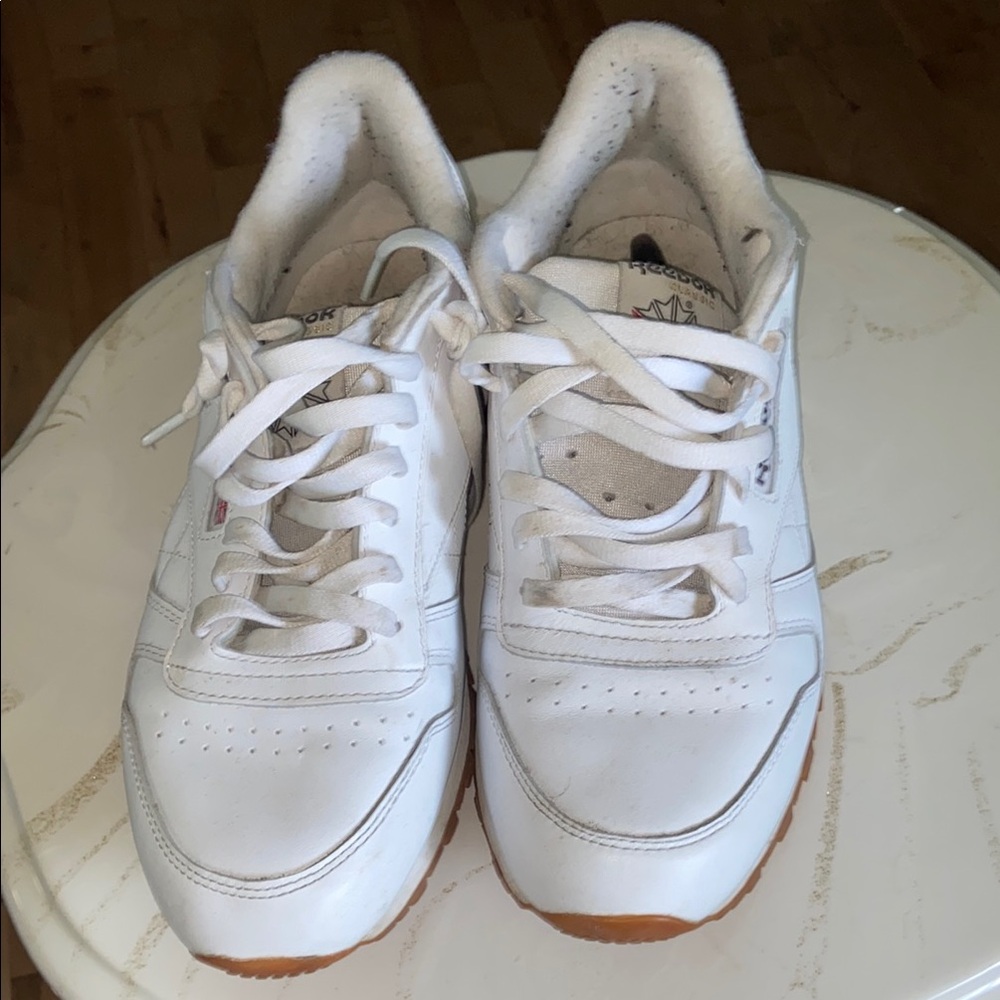 Reebok White Sneakers with Brown Sole